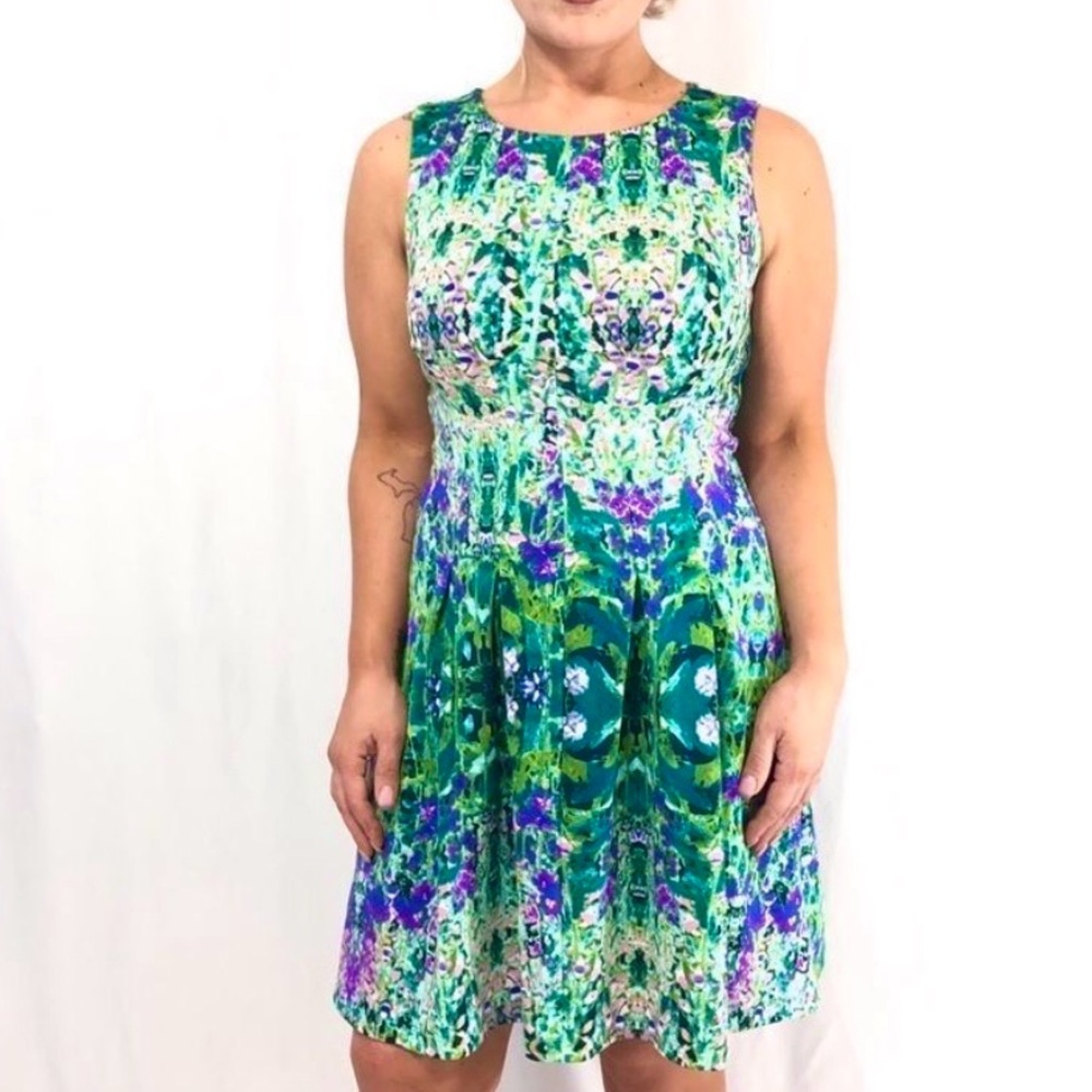 Cynthia Rowley Impressionist Watercolor Fit & Flare Floral Sleeveless Dress